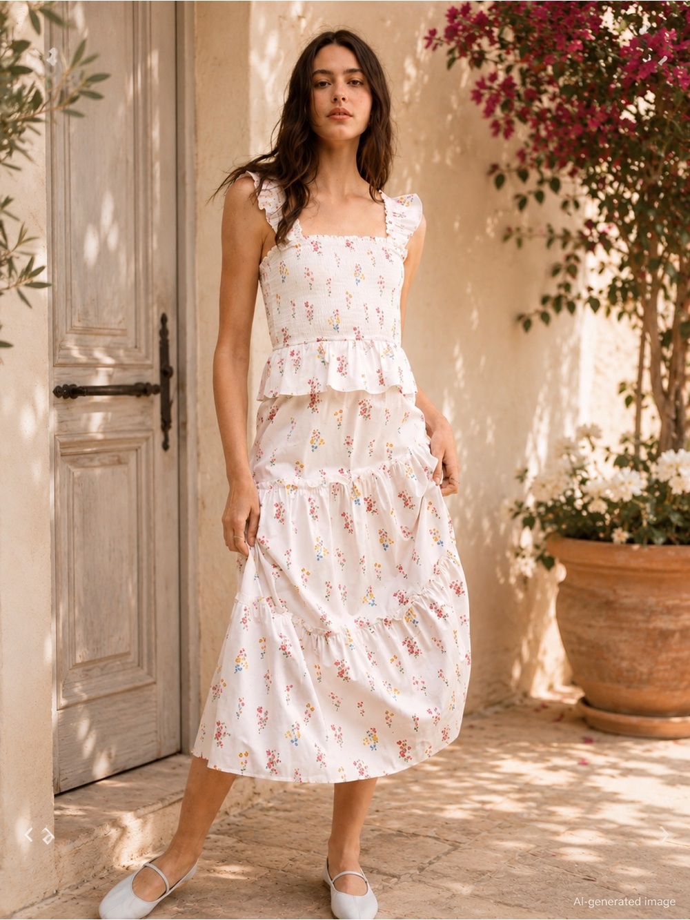 Rachel Parcell Floral Smocked Midi Dress Size M Romantic Garden Party Wedding